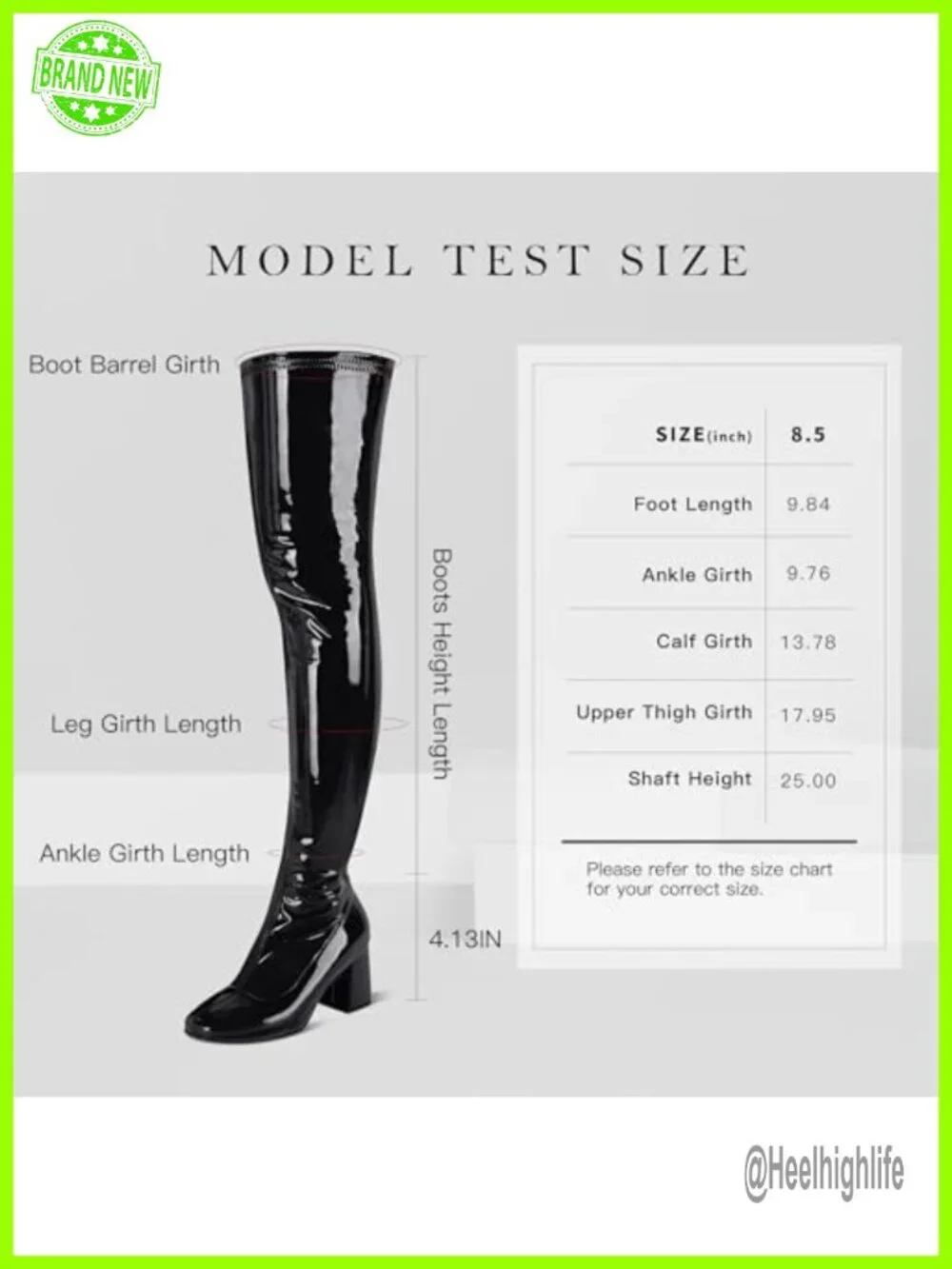 Patent PU Chunky Heel Over the Knee Boots Square Toe Side Zipper GOGO Boots